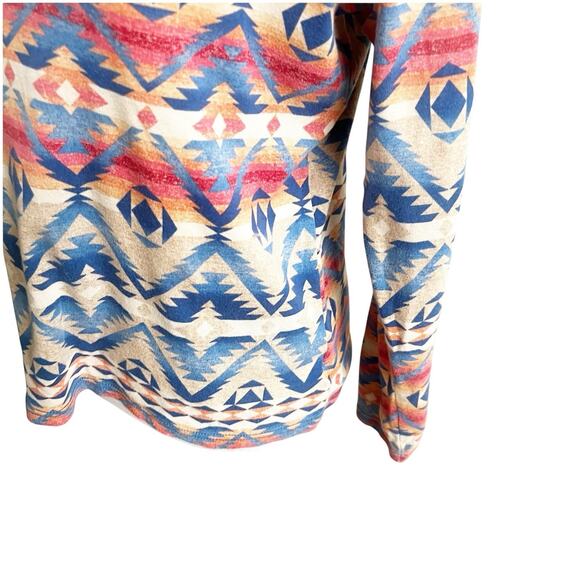 Chaps Denim Women’s Aztec Print Long Sleeve Vintage Soft Suede Lace Up V-Neck XL - Picture 8 of 10